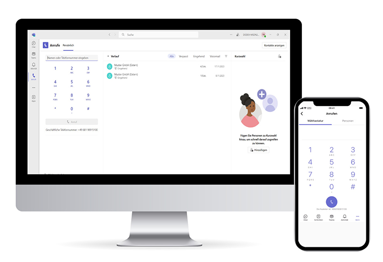 Mit Microsoft Teams Telefonie wird die gesamte Festnetz-Telefonie in die vertraute Microsoft 365 Landschaft transformiert. Microsoft Teams Telefonie